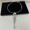 Novelty Design Alloy Big Fish Bone Pendant Choker Necklace For Women  Exaggerated Necklace Jewelry Accessories Gift