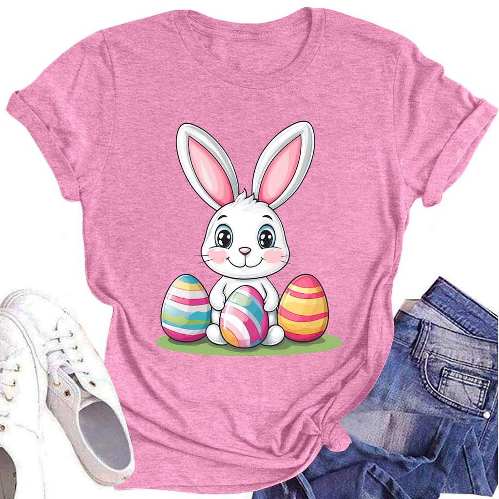 Women's Printed Round Neck Short-sleeved T-shirt Top