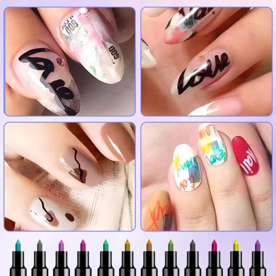 Набор ручек для нейл-арта DIY акриловый маркер для гелевых ногтей 0,7 мм тонкий наконечник ручки для рисования на ногтях для салона, домашнего использования