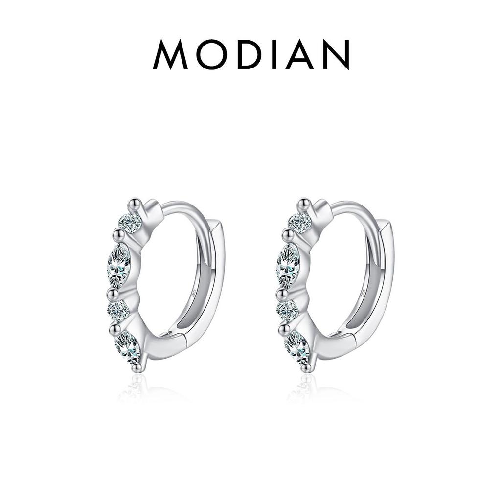MODIAN Твердые серьги-кольца из стерлингового серебра 925 пробы с круглым ромбом и бирюзой, модная пряжка для ушей с платиновым покрытием для женщин, ювелирные изделия