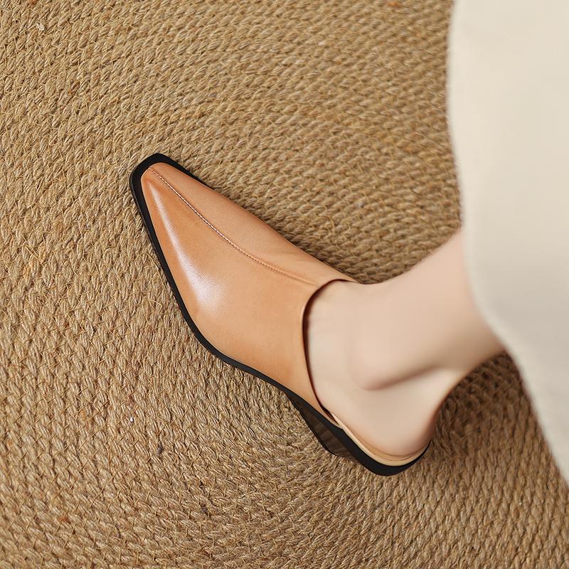 Модные Новые Летние Коричневые Туфли Элегантная Европейская Американская Мода Массивные Слайды на Танкетке Женские Туфли на Высоком Каблуке Платье Туфли Закрытый Носок Туфли-Мюли
