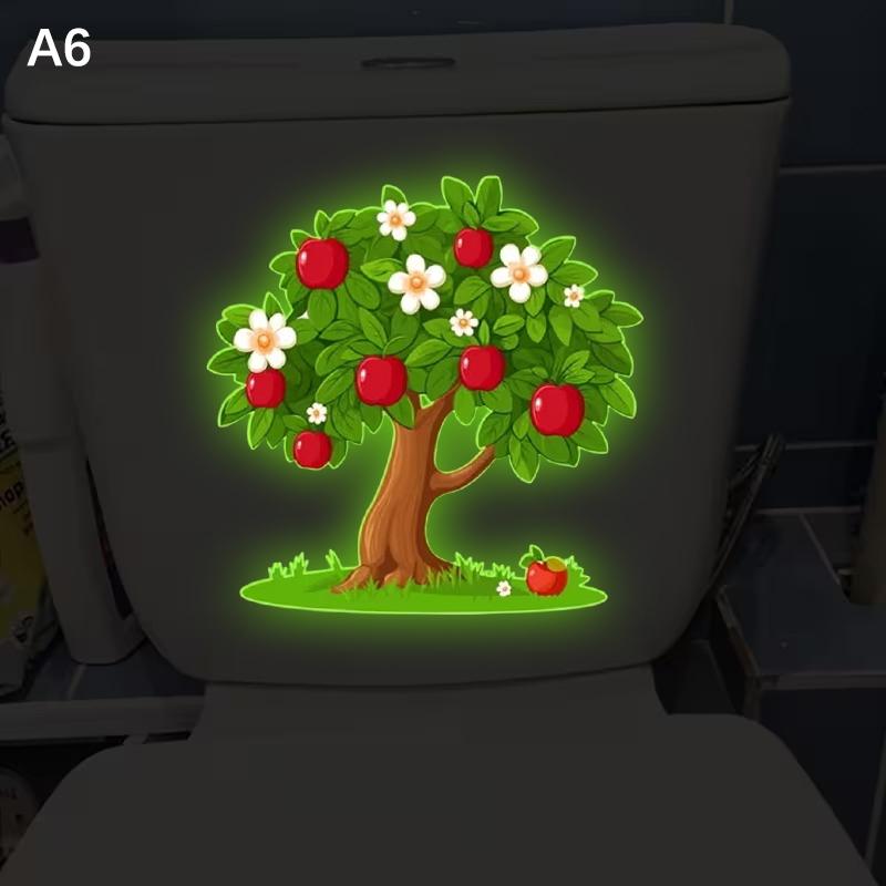 Светящаяся в темноте наклейка на туалет в виде цветка, самоклеящаяся декоративная наклейка для ванной комнаты, для спальни и гостиной.