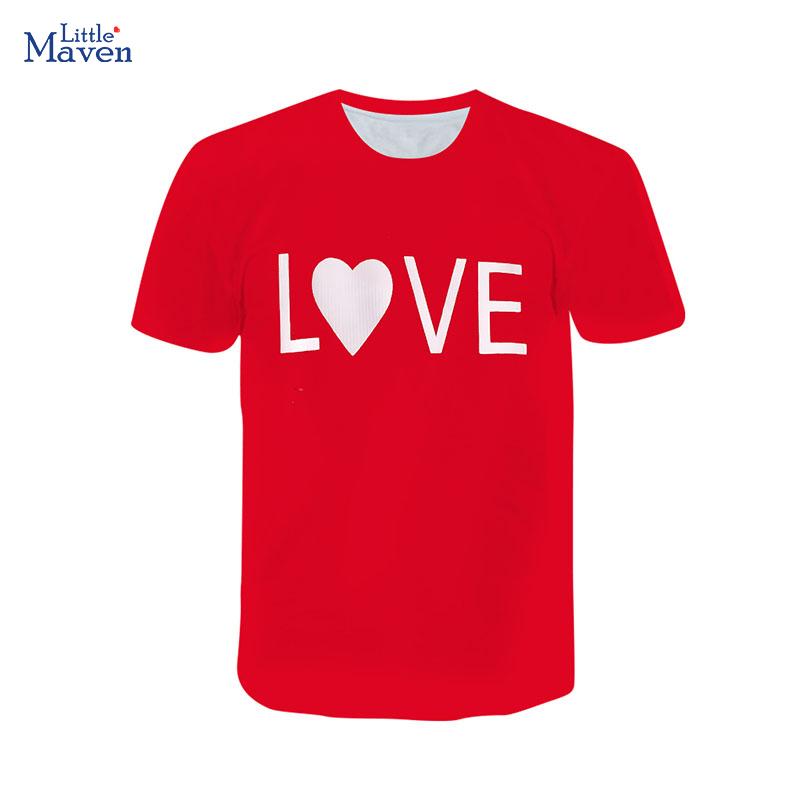 Little maven 2026 Valentine's Day LOVE Baby Girls Boys Red Tops Tees Children's Clothing T-shirts Summer Kids Clothes