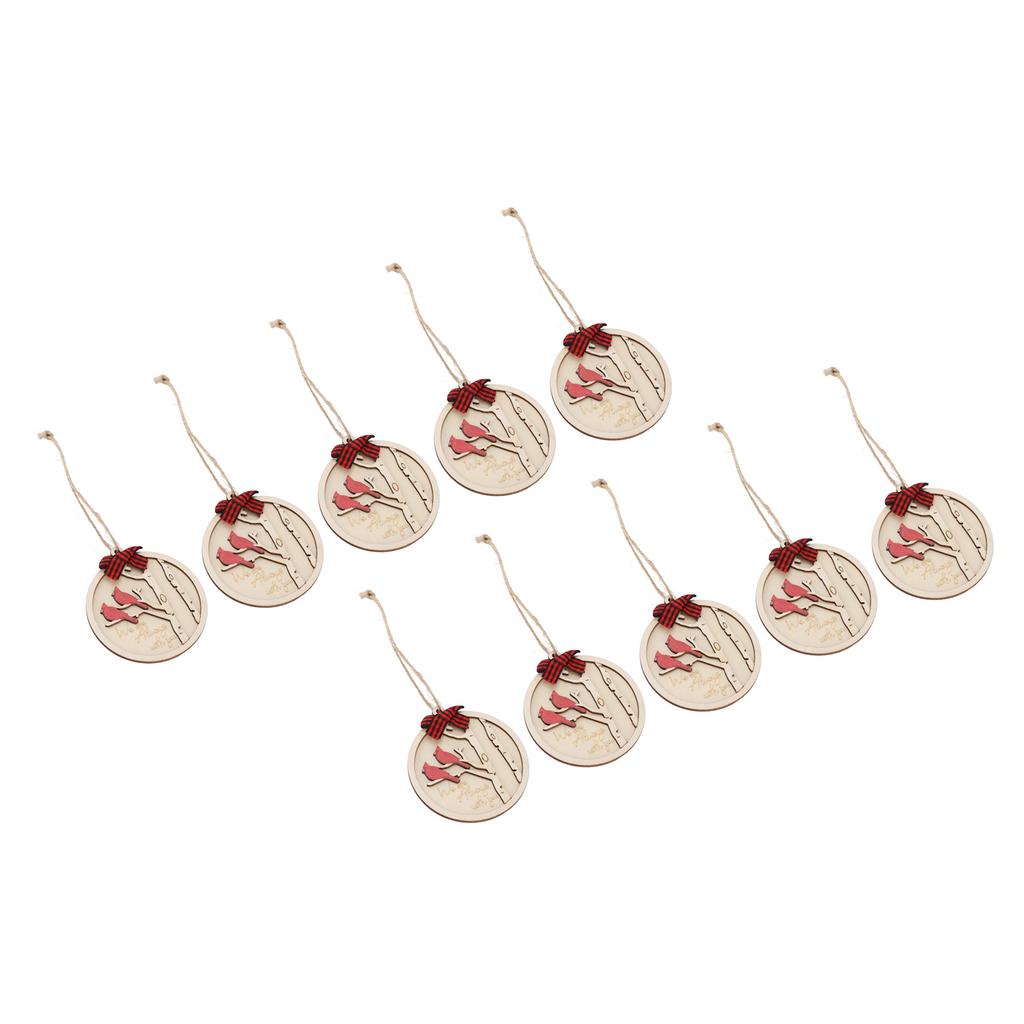 10Pcs Handmade Memorial Ornament Wooden Red Cardinal Ornament Hanging Memorial Christmas Decoration
