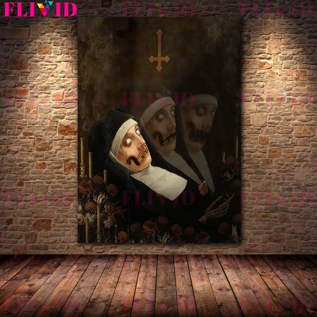 Сюрреалистический художественный постер Dark Demon Terror Art и печатная стена с портретом готического призрака