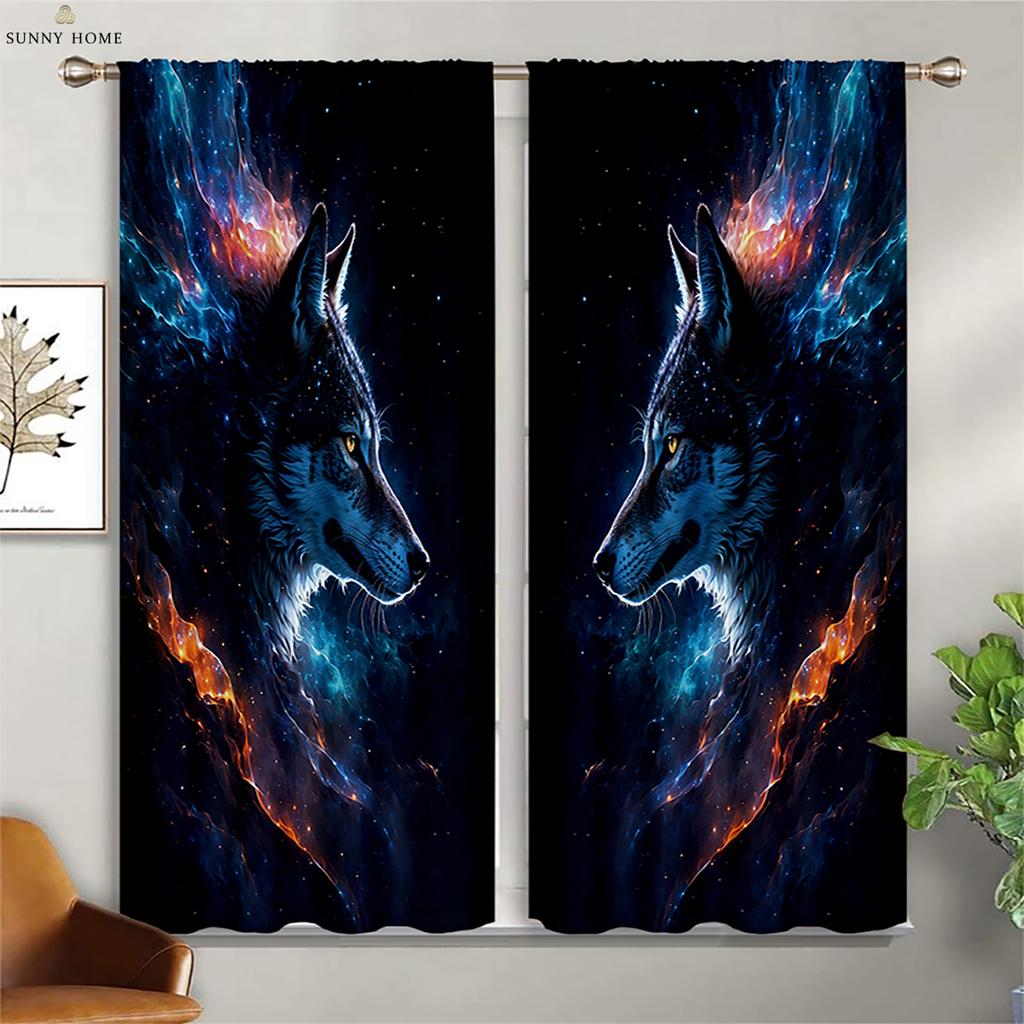 Плотные теплоизоляционные шторы Dream Starry Sky Wolf Print Curtains Детская комната Гостиная Уличные декоративные шторы