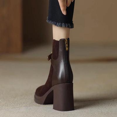 Женские короткие ботинки на массивном каблуке, из лоскутной кожи, на молнии – Супер удобные и стильные для осени/зимы