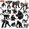 Oenux Original Wild Animal Action Figures Monkey Chimpanzee Orangutan Golden Gibbon Model Pvc Miniature Kids Educational Toys