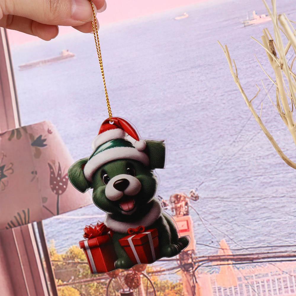 Acrylic Dog Christmas Ornament Handmade Christmas Decoration Dog Christmas Tree Pendant Office