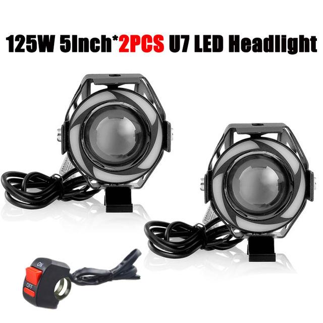 125 Вт мотоциклетные ангельские глазки 5 дюймов U7 RGB светодиодные фары DRL точечные фары