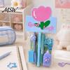 Student Homework Essentials Flower Stationery Set, Macaron Color Correction Tape And Smooth Portable for School Writing Gel Pens, Students Cute Set