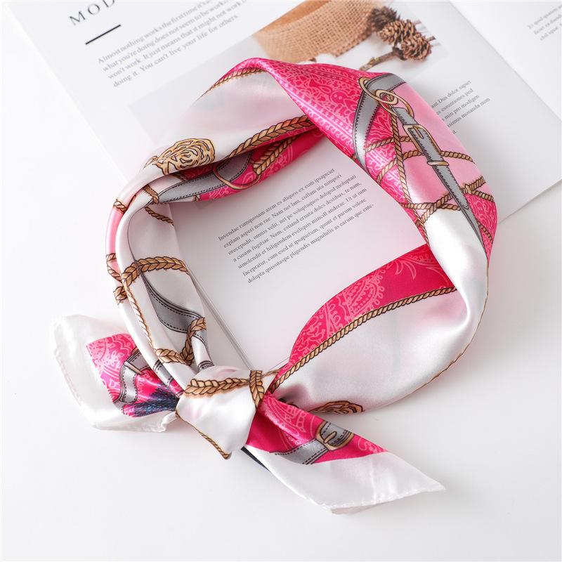 60cm Women'S New Versatile Simulated Silk Neck Protection Sunscreen Small Square Scarf Professional Scarf Headscarf