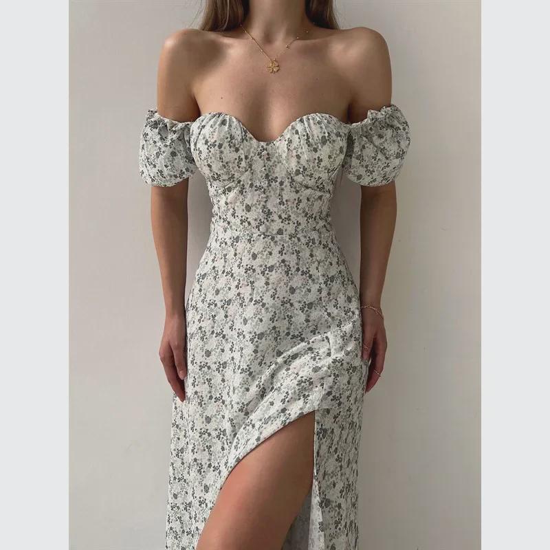 2025 Floral Print Waist-Cinched Mid-Length Dress - European & American Style