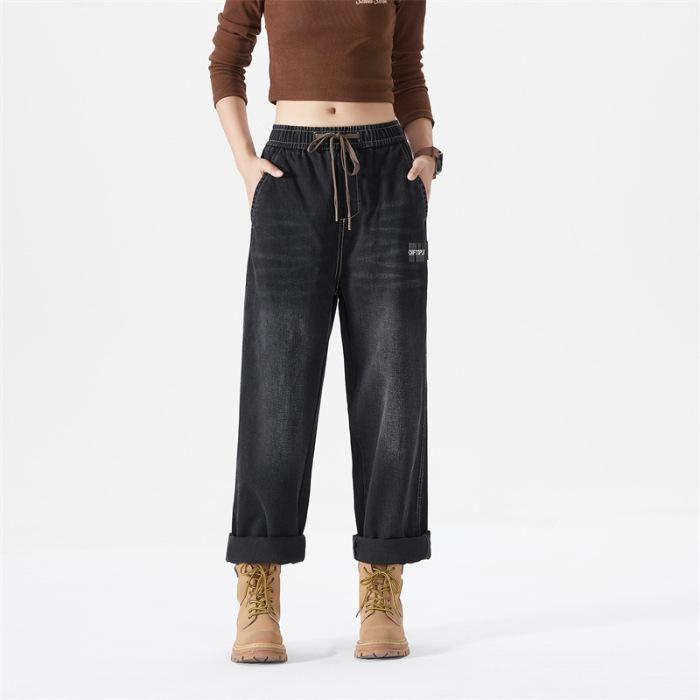 Ретро джинсы мужские осенне-зимние прямые свободные широкие американские уличные универсальные повседневные длинные брюки для мужчин