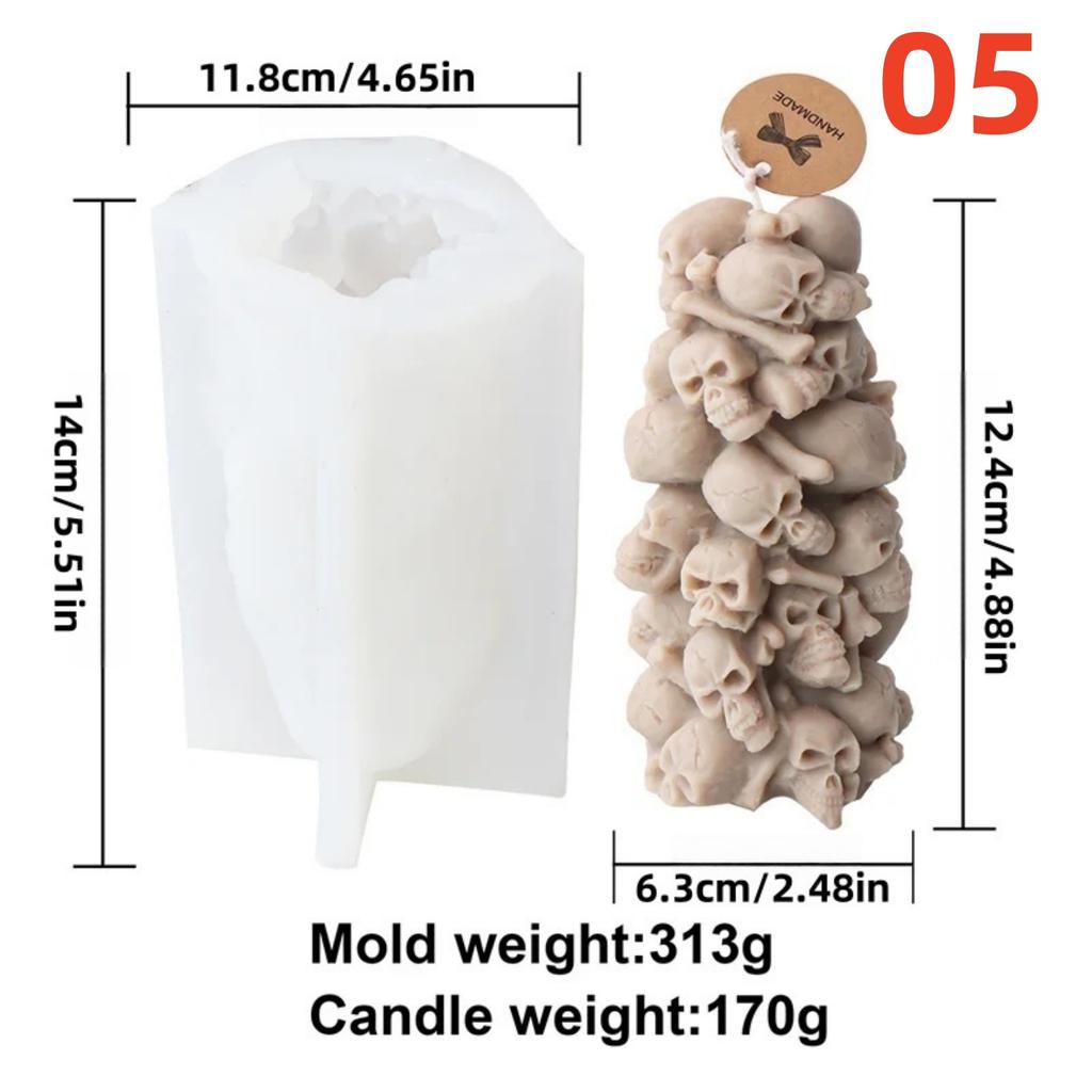 1PC Halloween Silicone Skull Head Mold Candle Resin Casting Home Decor Aromatherapy Plaster Craft Candle Gift Making Tool