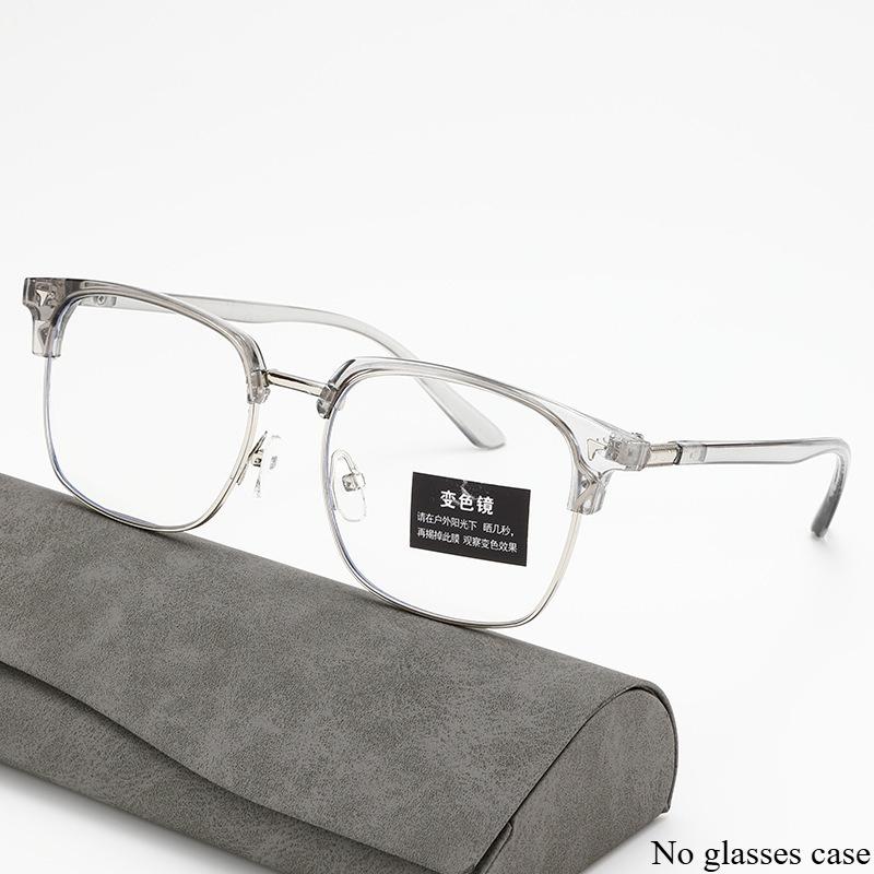 Photochromic Anti Radiation Glasses for Men and Women Simple Square Anti-blue Transition Eyeglasses Outdoor Shade Sunglasses