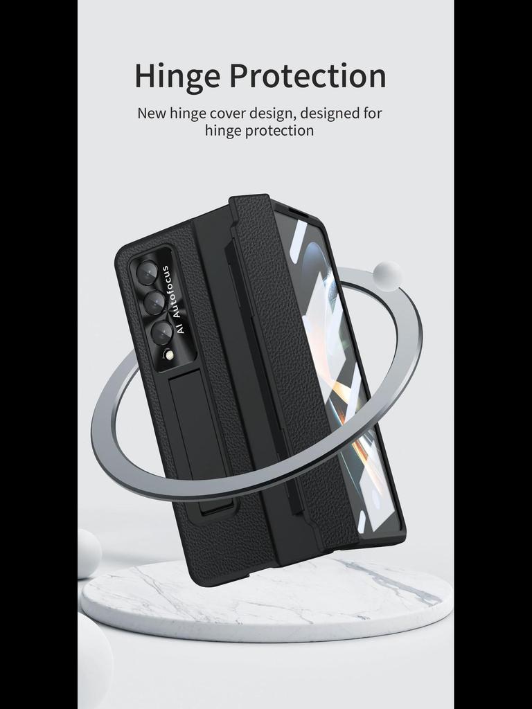 Чехол для Samsung Z Fold5: Кожаный чехол с полным покрытием, устойчивый к падениям, для складного экрана и плоского шарнира, совместим с W22