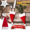 1/3/5/10/20/50/100PCS Christmas Decoration Tableware Holder Bag Christmas Hat Fork Knife Cutlery Bag Xmas Home Kitchen Decor Ornament Navidad New Year