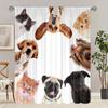 2 Pieces - Cat and Dog - Printed Curtain - Polyester Material - for Bedroom Living Room Study Anti-privacy Curtain