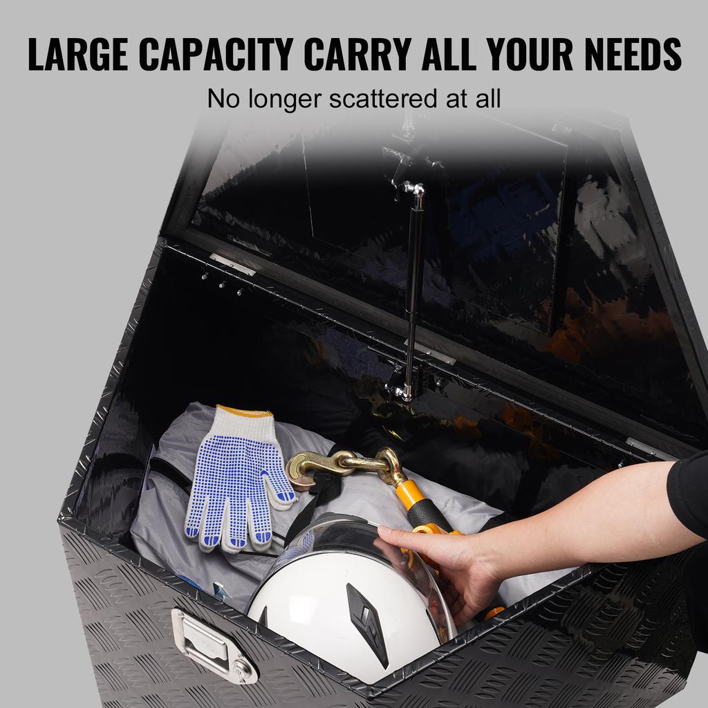 VEVOR Ящик на дышло прицепа, Ящик для инструментов из алюминиевого сплава с ромбовидным рифлением, Сверхпрочный ящик для хранения на прицепе для пикапа