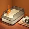 Semi-enclosed Cat Litter Box Large Capacity Cat Bedpans Anti-Spill & Sand-Leakage Pet Toilet Plastic Cat Sandbox Sanitary Tray