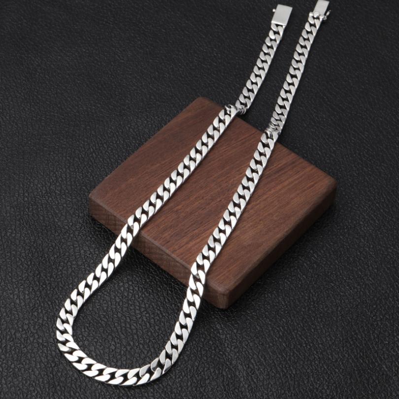 Luxury 925 Sterling Silver 8mm Horse Chains For Men Necklace Vintage Thai Silver Steampunk Biker Necklaces Jewelry