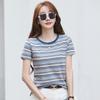 Women's Striped Short-Sleeve Round Neck Loose T-Shirt, Casual Color Block Plus Size, Japanese & Korean Style
