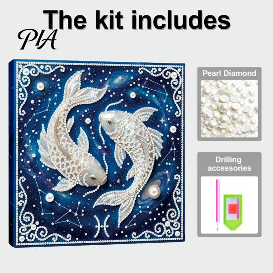 Beginners Faux Pearl Painting Kit DIY Kit, 12 Constellation Rhinestone Art Set for with Wooden Frame Adults Beginners, Handmade Fake Wall Decoration