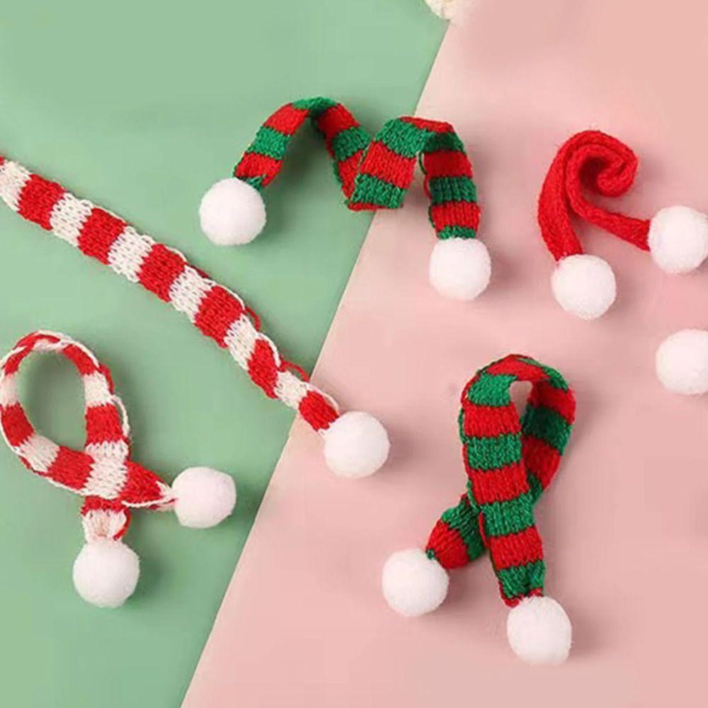 Red And White Knit Scarf Doll Decoration Stripes Mini Knitting Scarf Doll Accessories