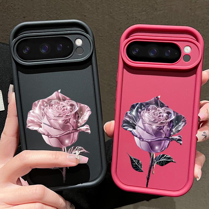 Мягкий матовый чехол TPU с узором из кристаллов роз для Google Pixel 9 Pro XL 8 Pro 8A, однотонный противоударный защитный чехол для телефона
