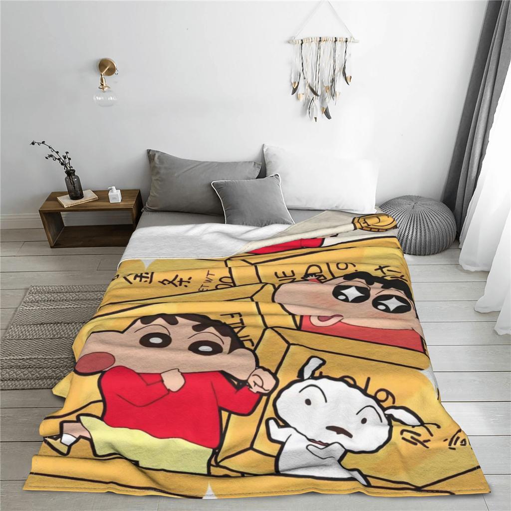 Плюшевый плед с Крэйоном Шин-чаном и собакой, теплый, мягкий, удобный, для детей, дивана, кресла, фланелевое покрывало для кровати