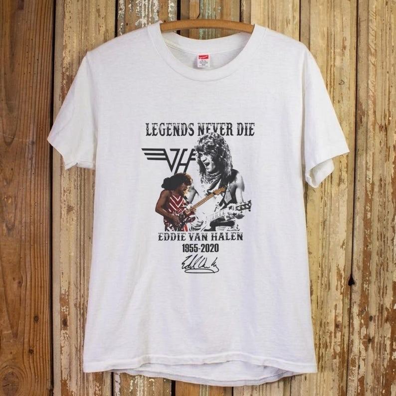 Legends Never Die Eddie Van Halen Memorial T-Shirt – Vintage Guitar Legend