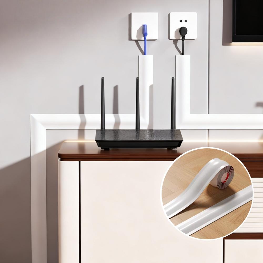 1 Roll 118.11inch Self-Adhesive Long Cable Protector, TV Cable Management Cord Hider Cord, Floor Cable Cover for Office Cable Ma