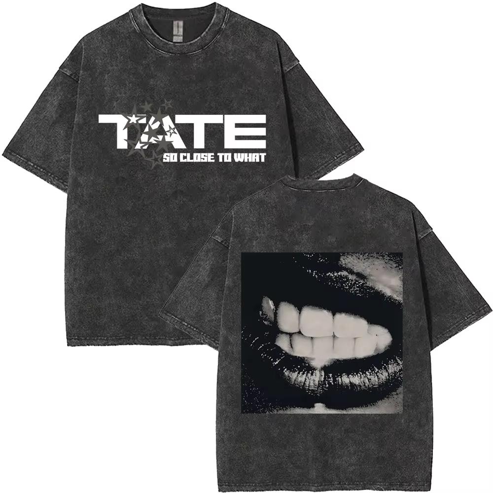 Washed Vintage Singer Tate Mcrae The Think Later World Tour T Shirt Men Women Fashion Trend Oversized Tshirts Streetwear Unisex