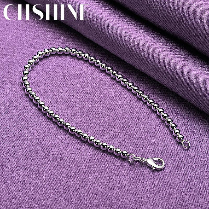 CHSHINE 925 Sterling Silver 4mm Beaded Chain Bracelet For Women Party Hot Sale Fashion Charm Jewelry