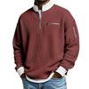 Unisex Stand Collar Colorblock Zip-Up Waffle Knit Sweatshirt Fall Casual Wear