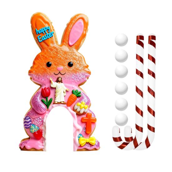 Набор для игры в гольф «Пасхальный кролик» Деревянное мини-поле для гольфа с клюшкой-леденцом и мячами для домашней пасхальной вечеринки