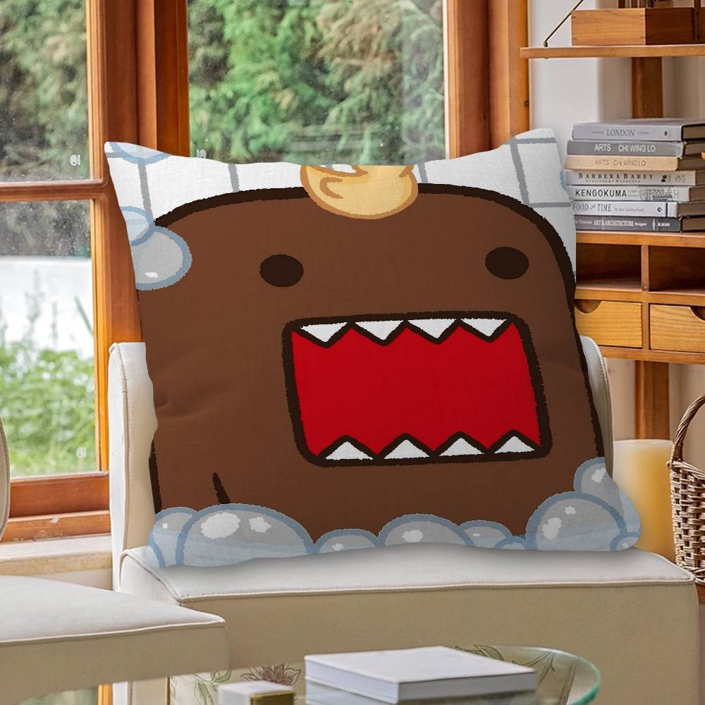 Милая Наволочка с Дизайном Domo-Kun и Кленовыми Листьями Счастливый Осенний Урожай Декор Праздничный Декор Наволочка для Подушки
