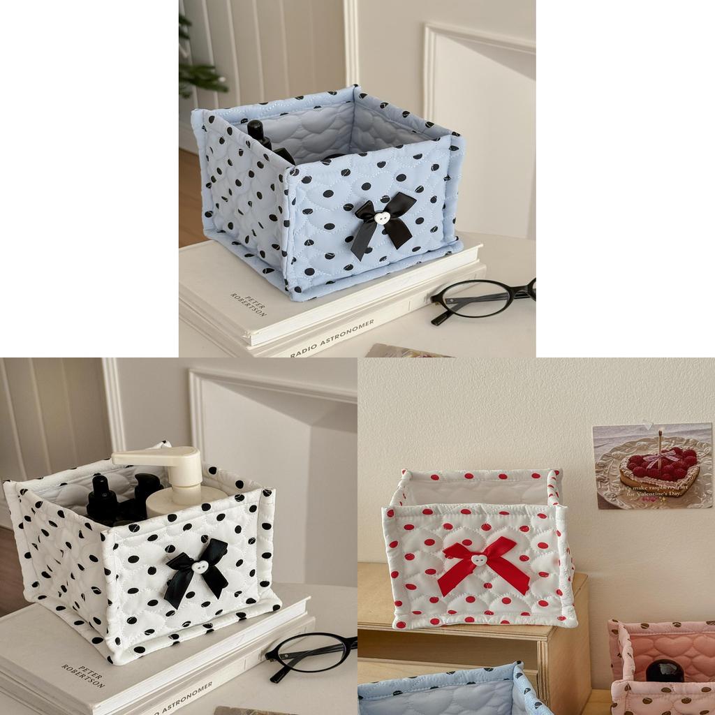 Foldable Nylon Square Organizer With Butterfly Design For Home Storage And Desk Tidy