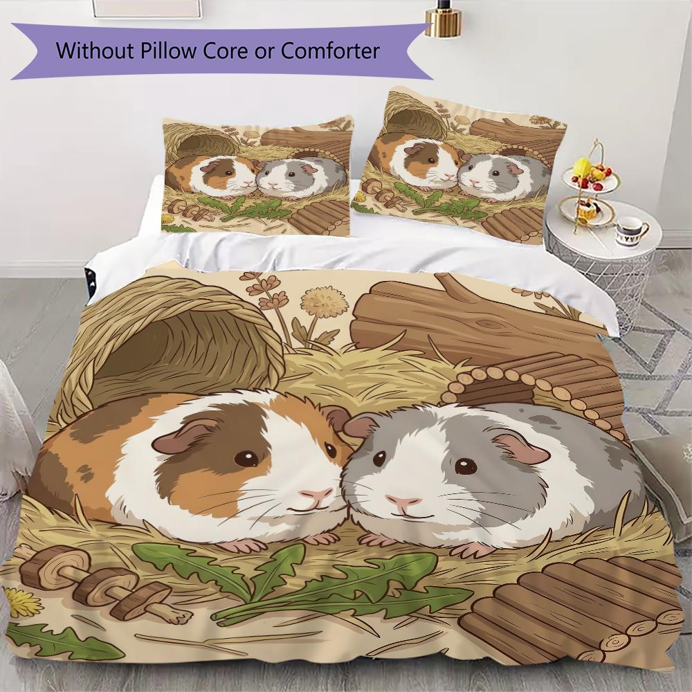 Hand drawn Mouse Pattern Bedding uilt Set uilt Cover Pillowcase Home Decoration Birthday Gift (1 * duvet cover + 2 * pillowcase without core)