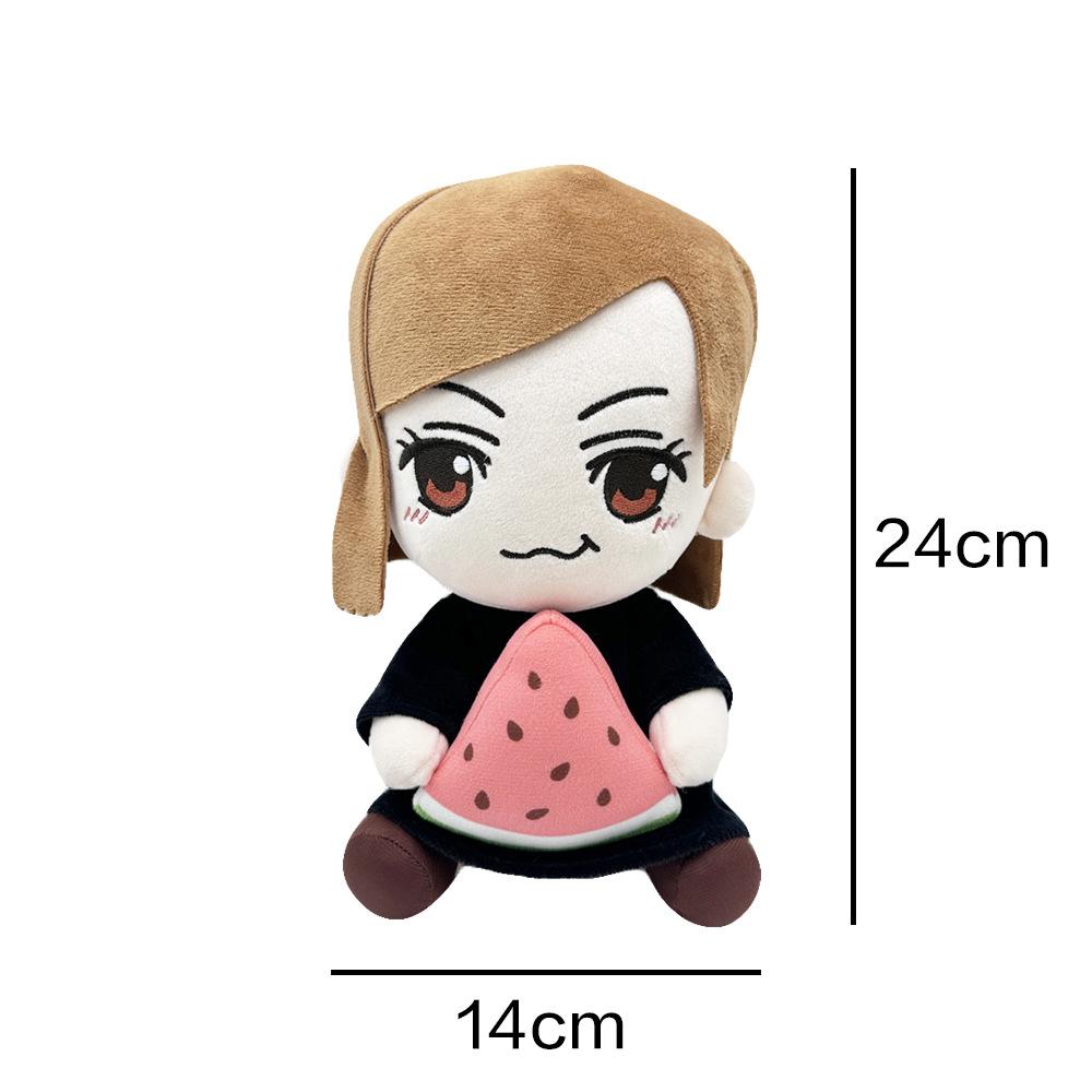 24cm JJK Plush Dolls Kugisaki Nobara Watermelon Sitting Geto Suguru Prison Realm Plush Anime Soft Stuffed Cartoon Toys Kids Gift