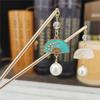 Chinese Japanese Metal Hair Sticks With Tassels Exquisite Imitation Pearl Alloy Fan Pendant Hair Pins Clips Bun Maker Gifts