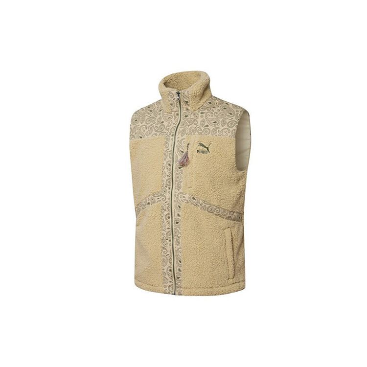 Puma Жилет мужской из шерпы с узором пейсли, цвет хаки 534977-12