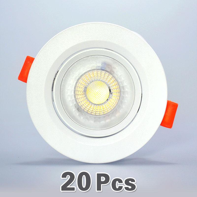 20pcs Led Downlight 5W 7W 9W 12W 110V/220V Ceiling Lamp Recessed Down Light Round/Square Leds Panel Light Spotlight