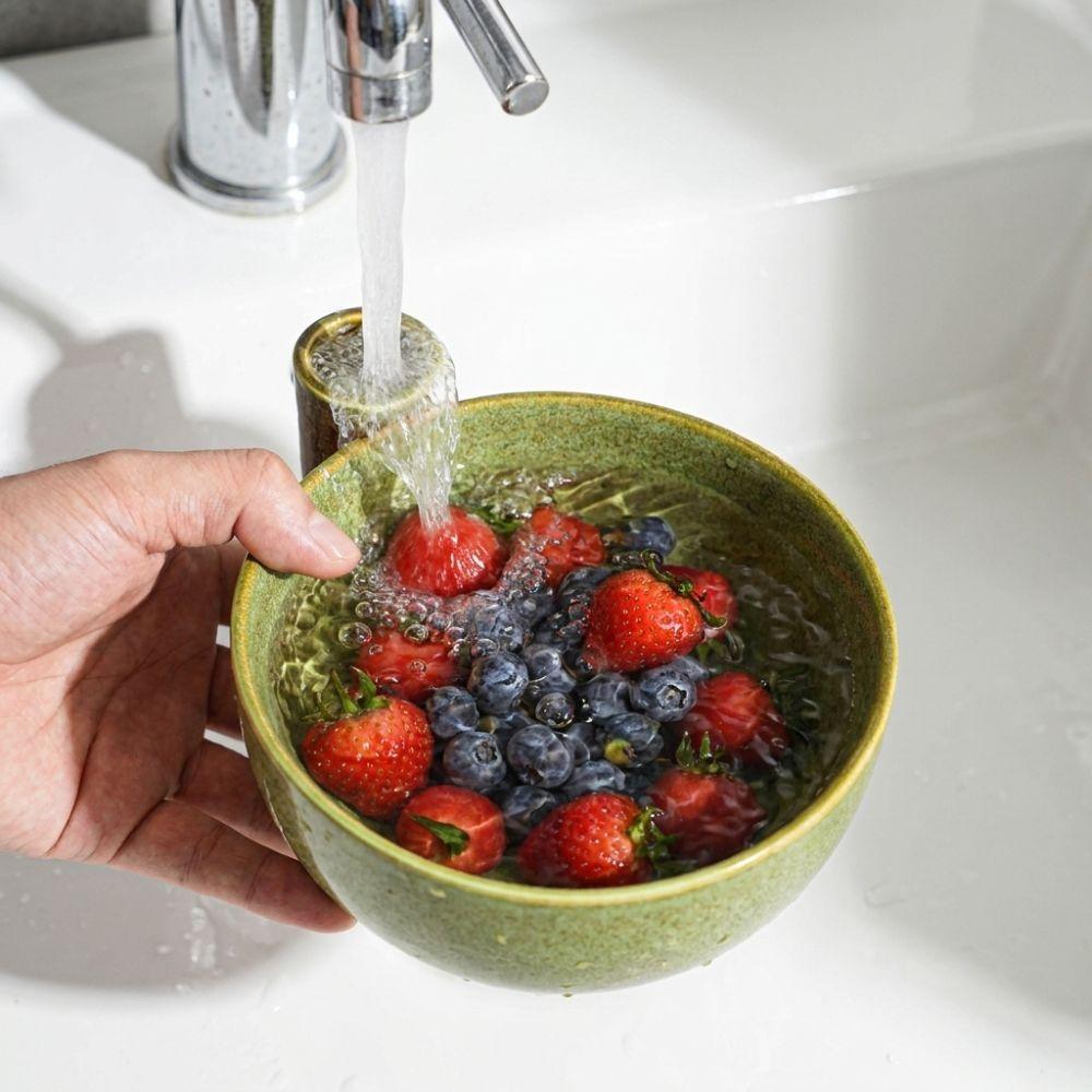 Ceramic Swirl Berry Washing Drain Bowl Dynamic Vortex Fruit Cleaning Bowl for Vegetable Fruits