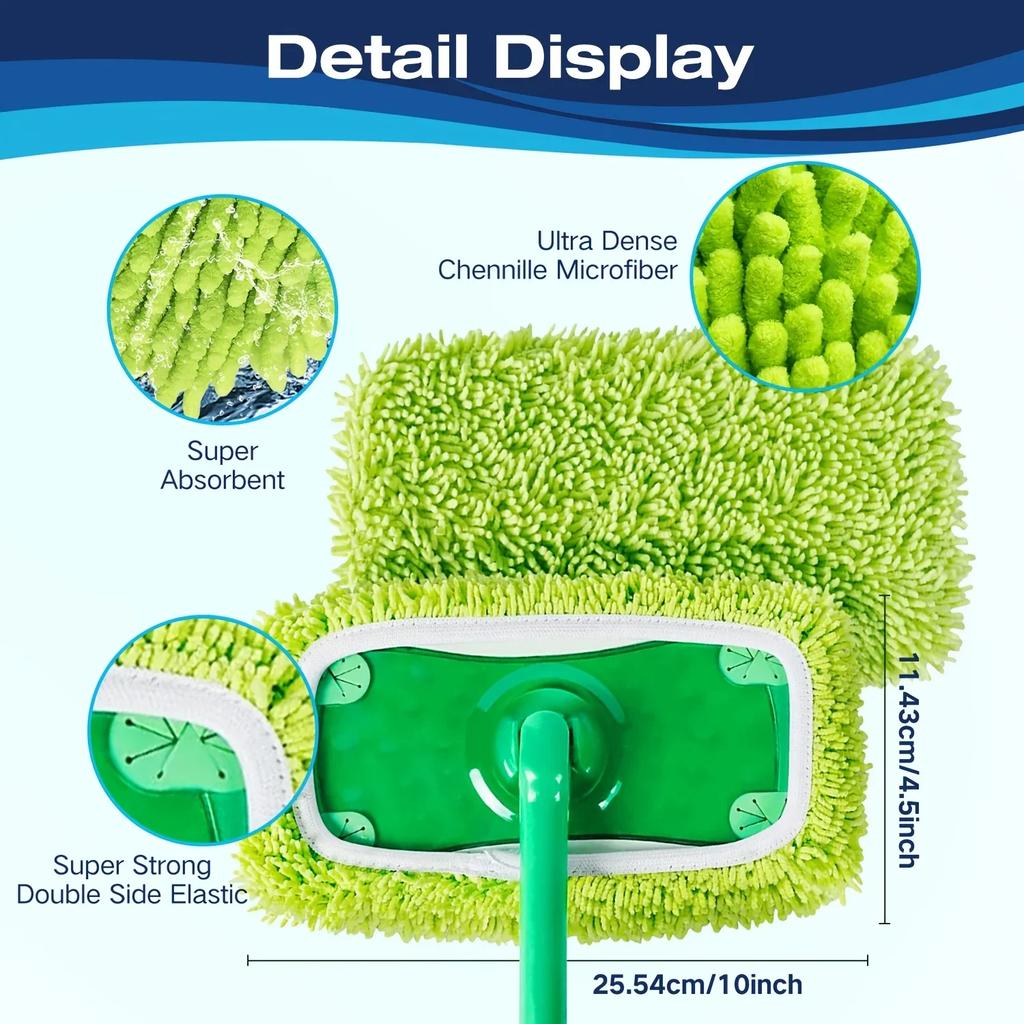 Reusable Mop Pads with High Water Absorption and Ultra-fine Fiber Cleaning Pads That Can Firmly Adhere To Most Standard Mops