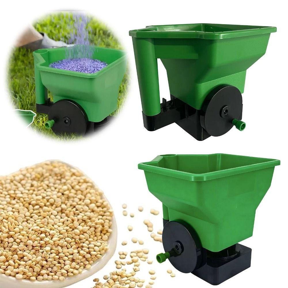 Easy Crank Handheld Spreader Even Dispersal Multipurpose Dispenser Lawn Maintenance