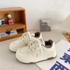 K820 thick-soled round-headed bread shoes women's Hong Kong style retro chic2024 new popular little white shoes Japanese board shoes