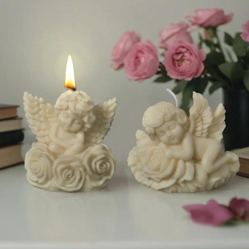 3D Rose Angel Children свеча силиконовая форма ручная работа Seashell Angel Kids ароматическая свеча гипсовая смоляная форма ремесло декор подарок