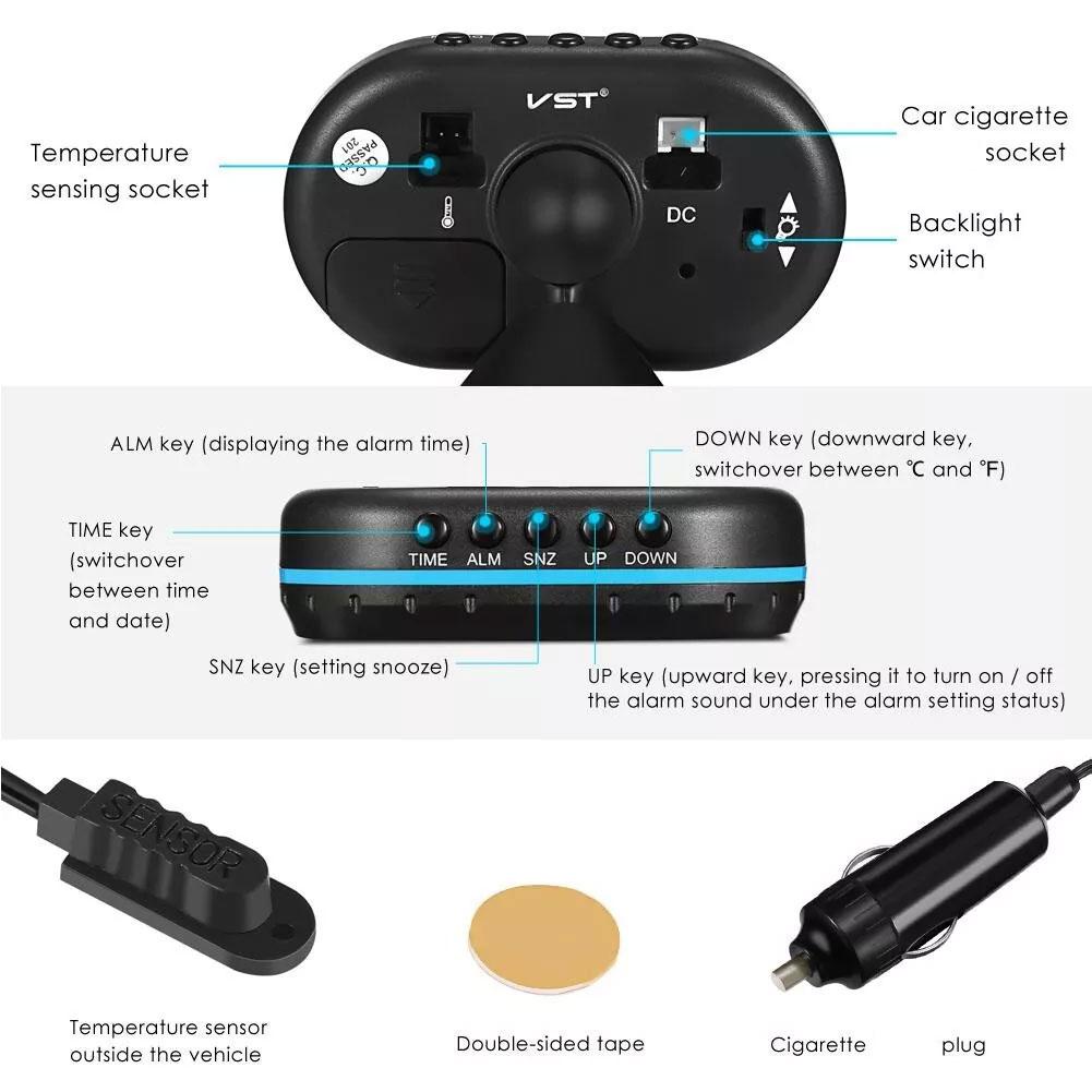НОВЫЕ высококачественные аксессуары для интерьера 3 в 1 автомобильный вольтметр термометр подсветка ЖК-цифровые часы 12 В/24 В автомобильный электронный Lumino